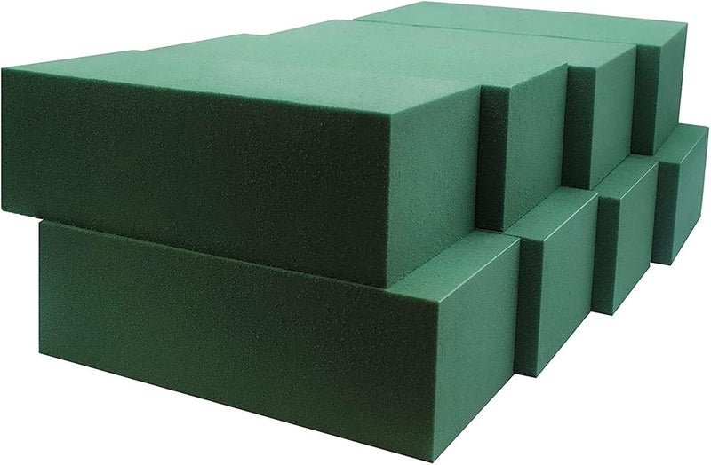 FLOFARE Pack of 8, Dry and Wet Floral Foam Blocks for Fresh and Artificial Flowers, Each (7.8” L x 3.5” W x 2.4” H), for Wedding, Birthdays, Home, Office and Garden Decorations - Image 1